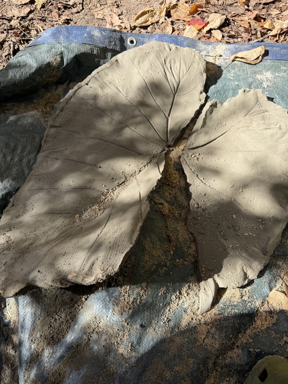 The second concrete cast cracked in half down the midrib after being handled before it had fully cured
